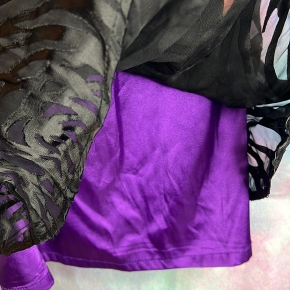 𝅺Le Chateau Purple & Black One Shoulder Cocktail Party Dress Size Small - Picture 3 of 6